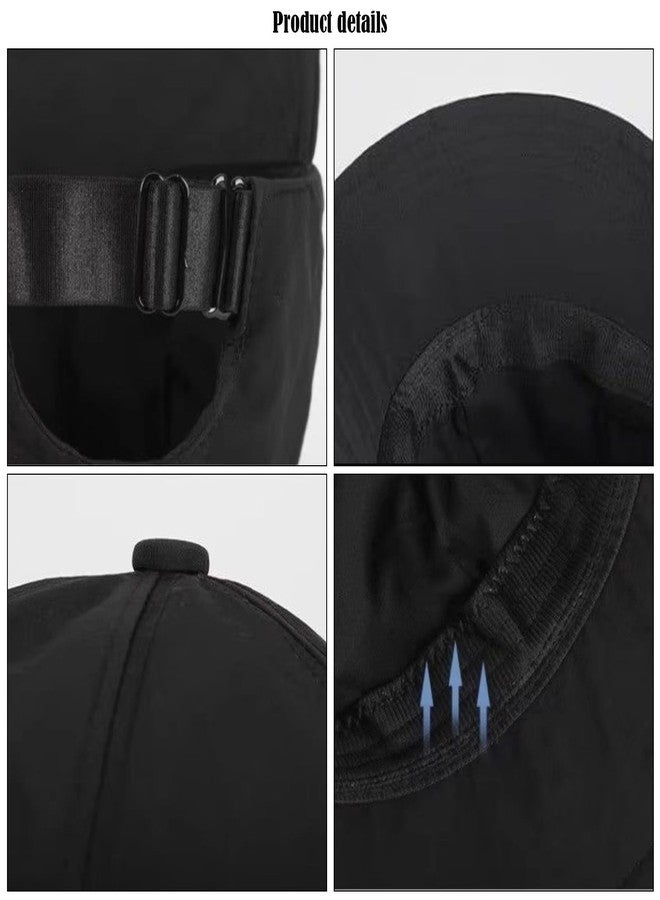 huablo UPF 50+ Womens Sun Hat Wide Brim Hat UV Protection Hiking Fishing Hats Ponytail Hole Sun Cap Foldable Baseball Cap for Travel Outdoor Black - Image 5